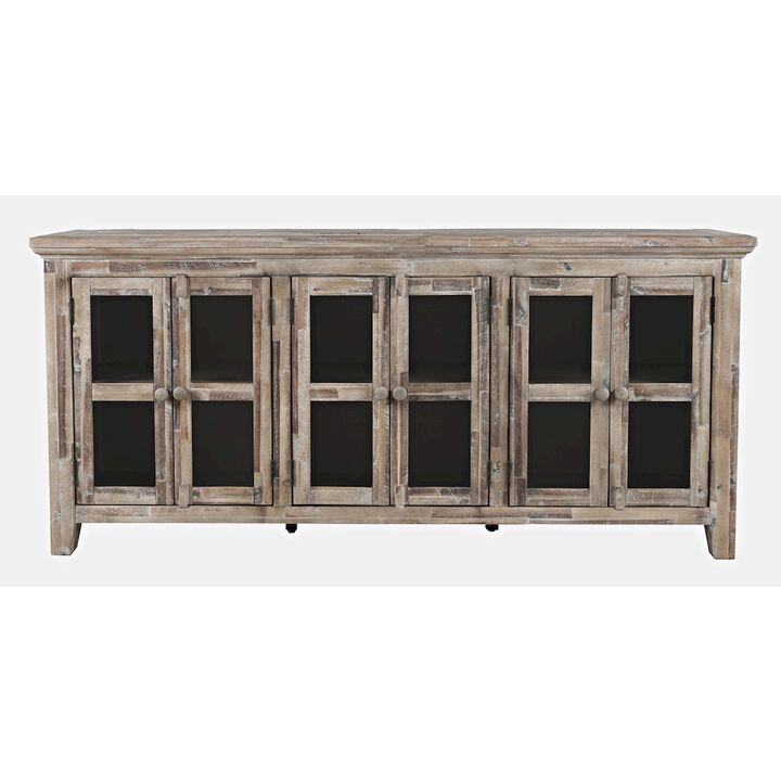 Jofran Rustic Shores 70 Coastal Distressed Acacia Six-Door Sideboard Cabinet