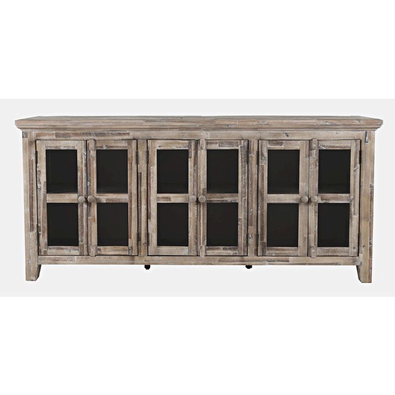 Jofran Rustic Shores 70 Coastal Distressed Acacia Six-Door Sideboard Cabinet
