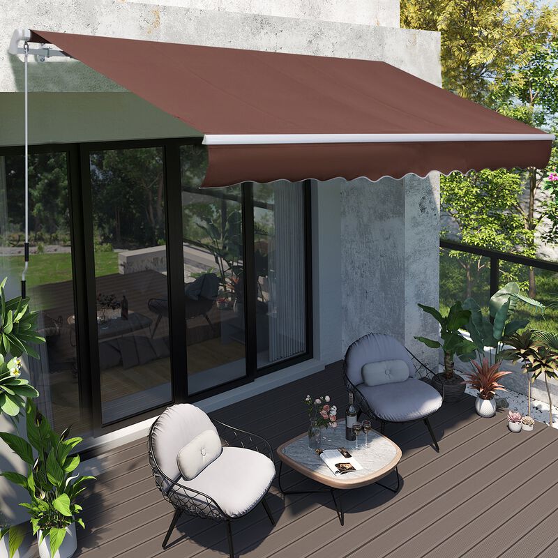Brown Patio Shield: 12'x8' Manual Retractable Awning