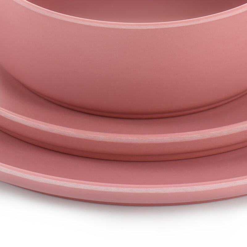 Gibson Home Canyon Crest 12 Piece Round Melamine Dinnerware Set in Pink