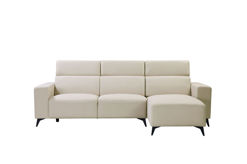 Pasargad Home Modern Bari Sectional Sofa with Push Back Functional, Left Facing Chaise, Grey