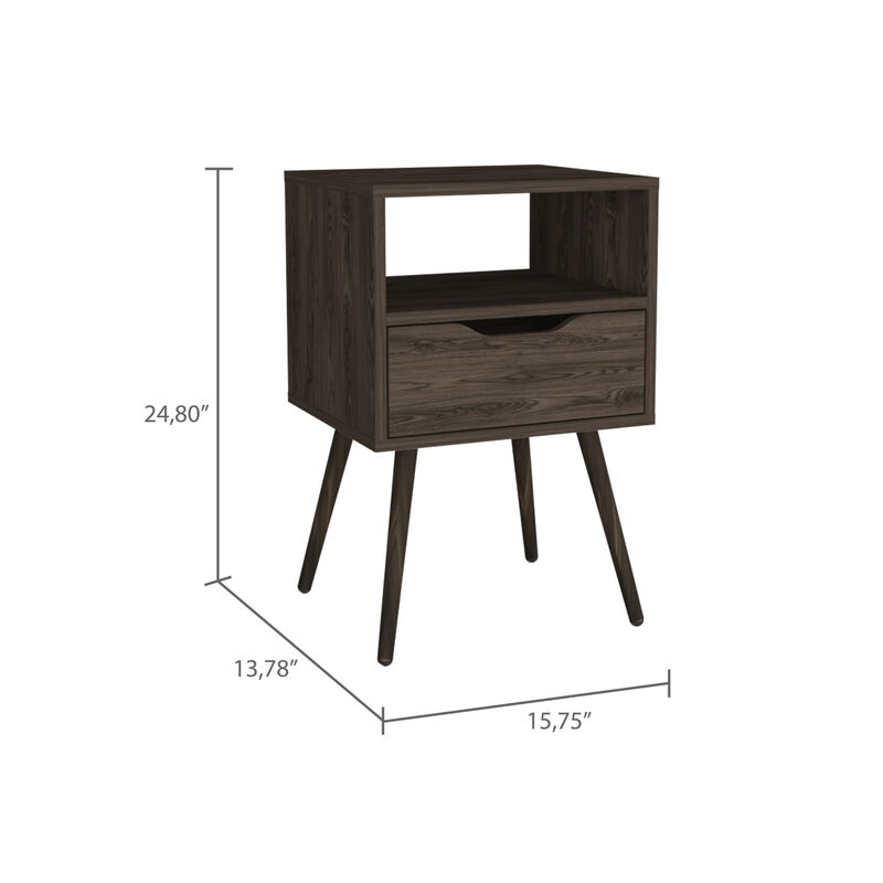 Streamdale Haverson 1-Drawer 1-Shelf Nightstand Dark Walnut