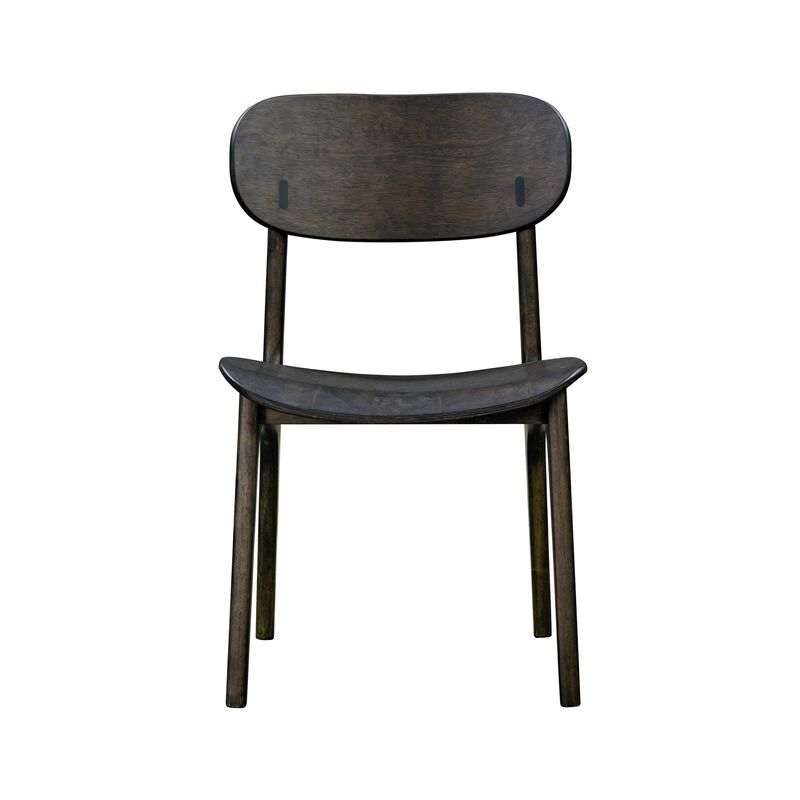 Seln 20 Inch Dining Chair Set of 2, Curved Seat, Splayed Legs, Gray - Benzara