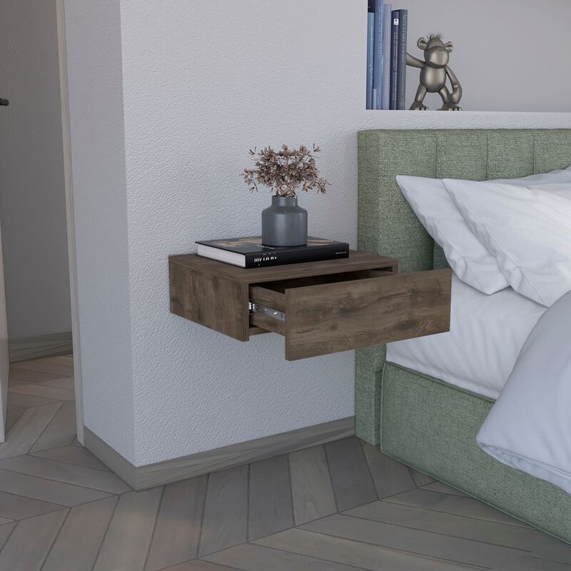 DEPOT E-SHOP Ivor Floating Nightstand, Modern Wall-Mounted Bedside Shelf with Drawer, Black