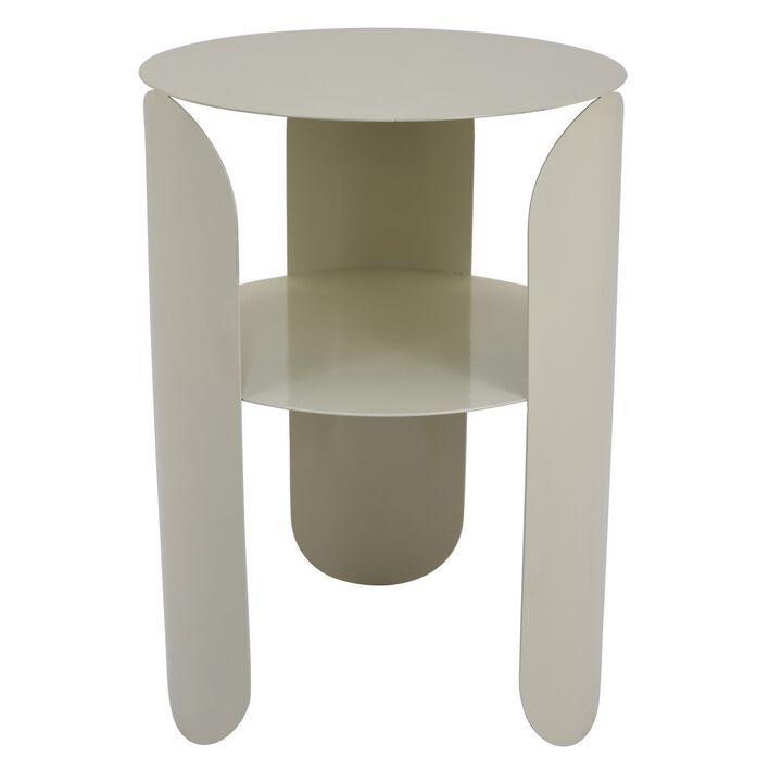 Gigi Plant Stand Table, 1 Shelf, Gray Metal Frame, Round 14 Inch Top - Benzara
