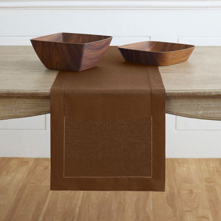 Solino Home 100% Pure Linen Table Runner | Classic Hemstitch for Thanksgiving, Christmas