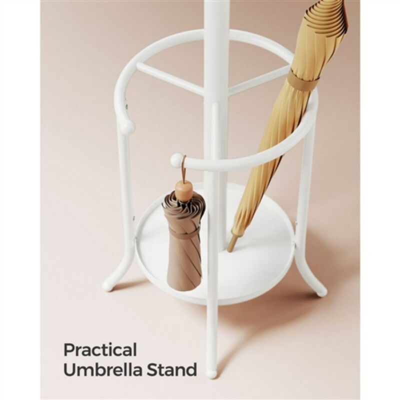 Freestanding Heavy Duty Coat Rack Metal Design with Umbrella Holder and Hooks
