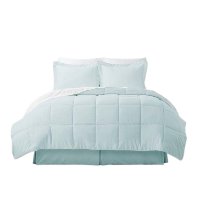 Hivvago Queen Microfiber 6 Piece Reversible Bed in a Bag Comforter Set in Aqua Blue