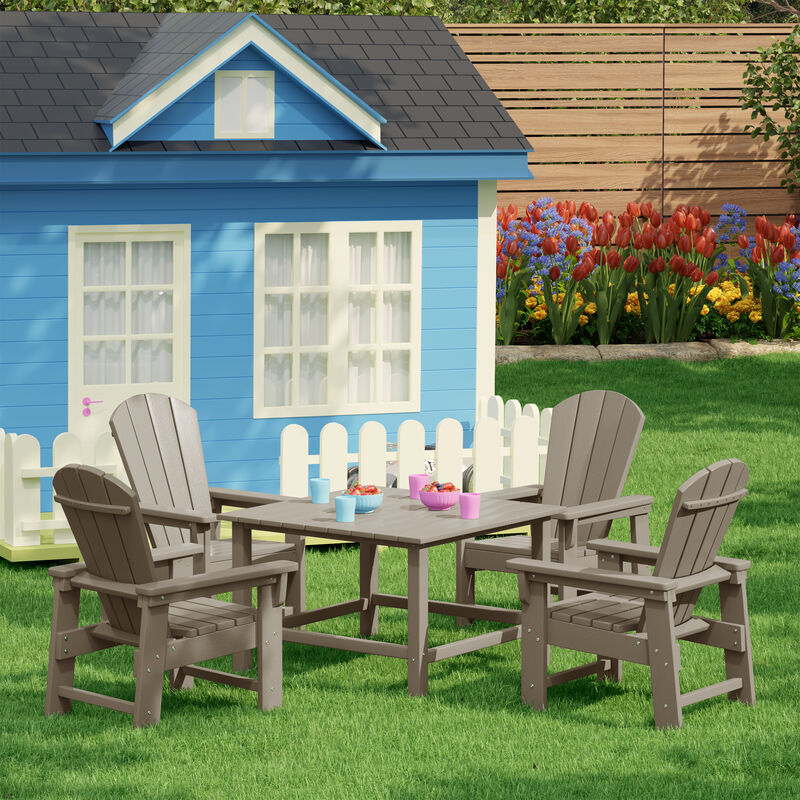 WestinTrends Kids 5-Piece HDPE Outdoor Square Patio Dining Table and Chairs Set