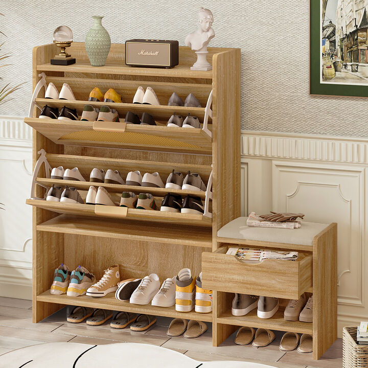 Merax Modern Storage Cabinet Shoe Organizer With 2 Flip Drawers