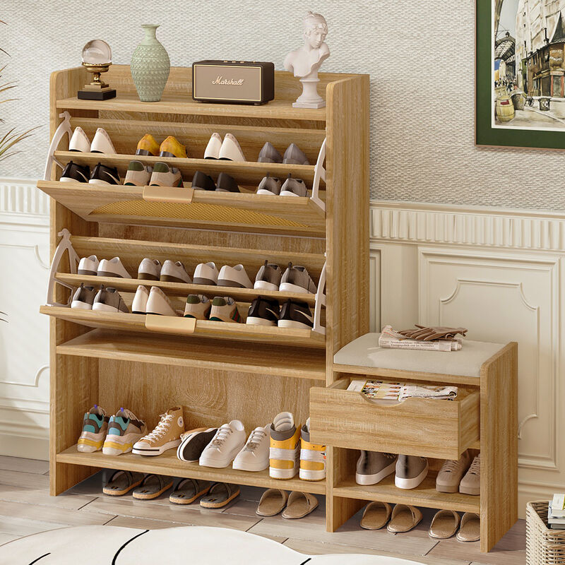 Merax Modern Storage Cabinet Shoe Organizer With 2 Flip Drawers