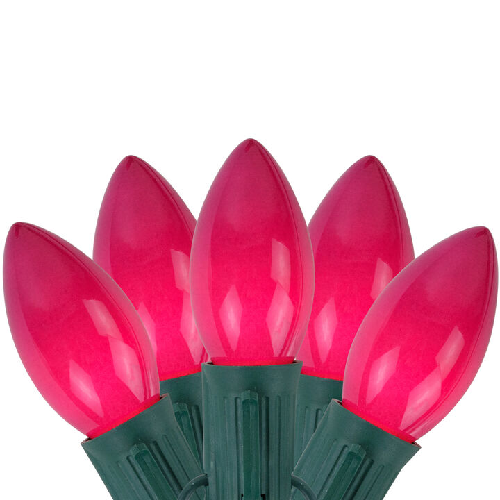 25-Count Opaque Fuchsia Pink C9 Christmas Light Set  24ft Green Wire