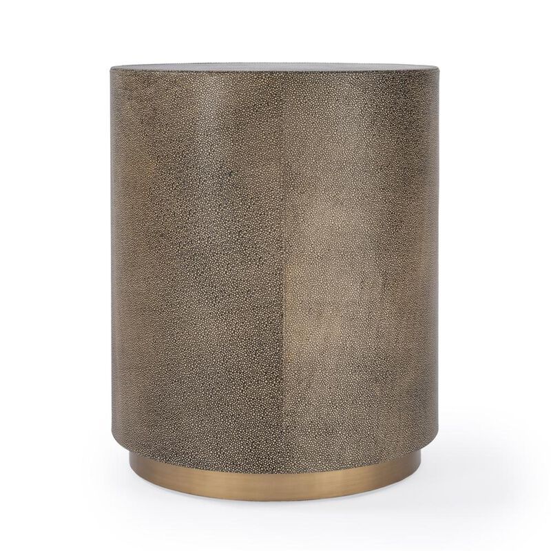 Leather Round Accent Table, Brown, Belen Kox
