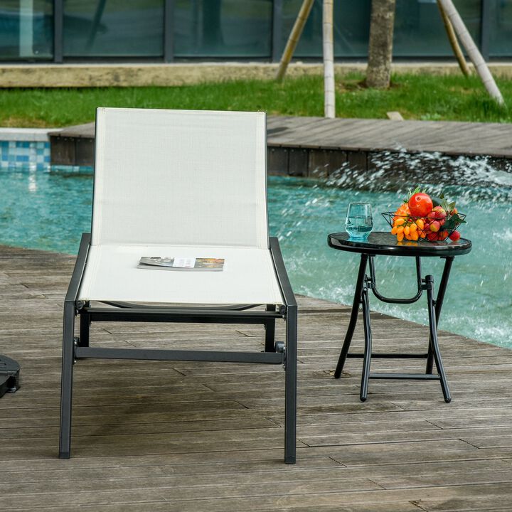White Outdoor Recliner: Wooden Chaise Lounge with Adjustable Back