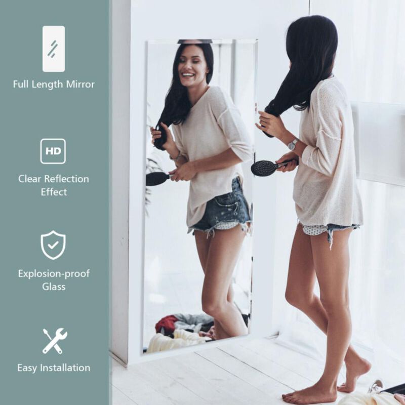 Hivvago 43 x 15 Inch Wall Mounted Frameless Full Length Mirror