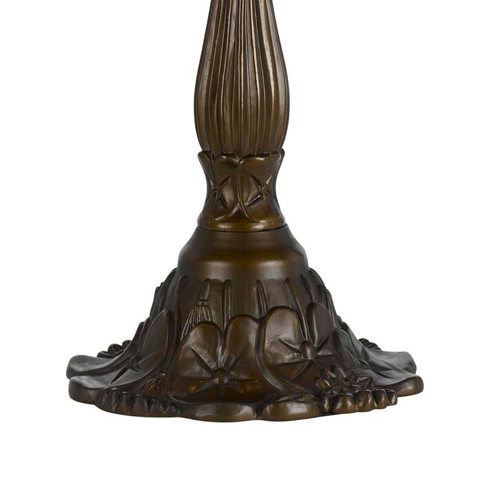 2 Bulb Tiffany Table Lamp with Dragonfly Design Shade, Multicolor-Benzara