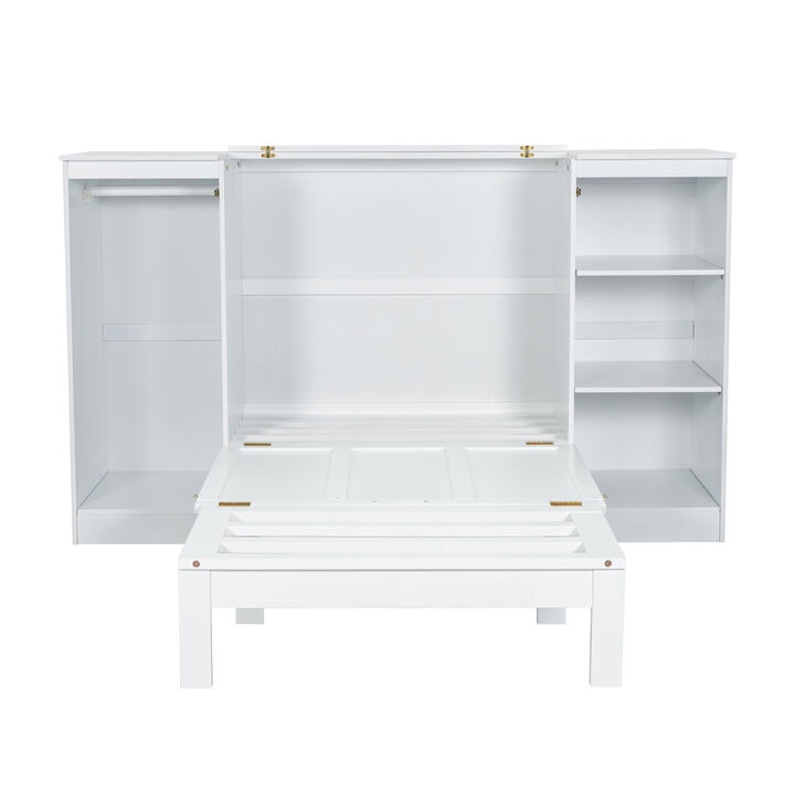 Merax Murphy Bed with Bedside Shelves and Wardrobe
