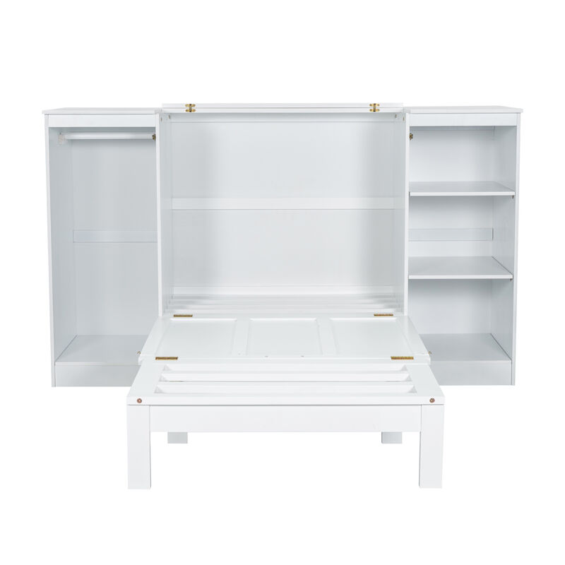 Merax Murphy Bed with Bedside Shelves and Wardrobe