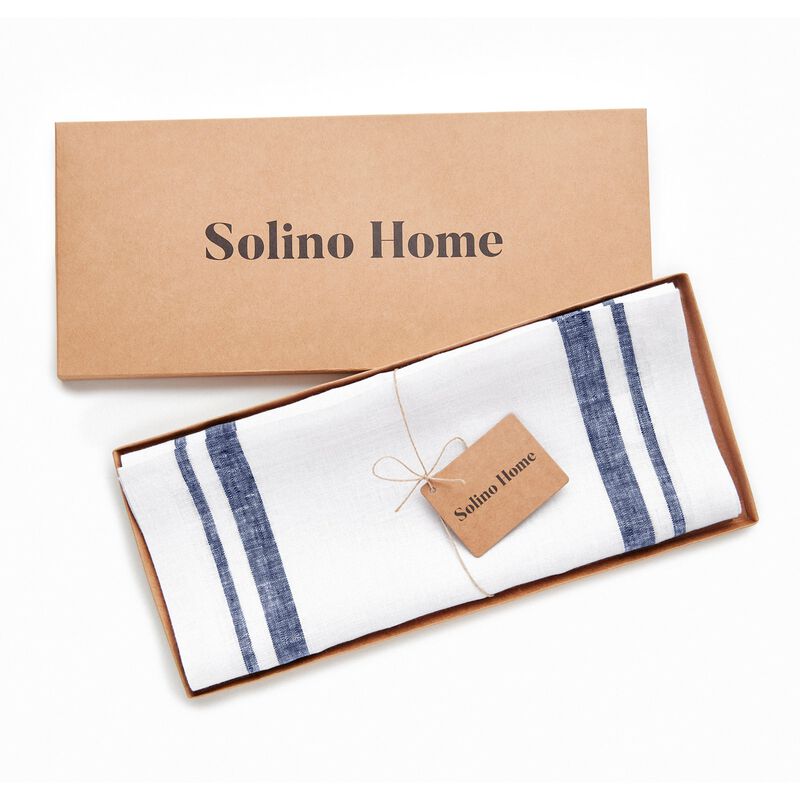 Solino Home 100% Pure Linen Table Runner | French Stripe