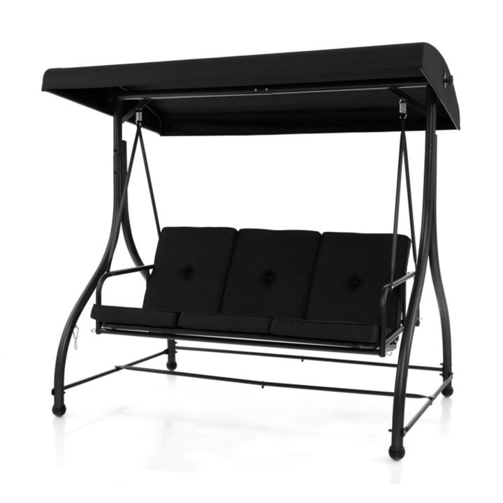 Hivvago 3 Seat Outdoor Porch Swing with Adjustable Canopy