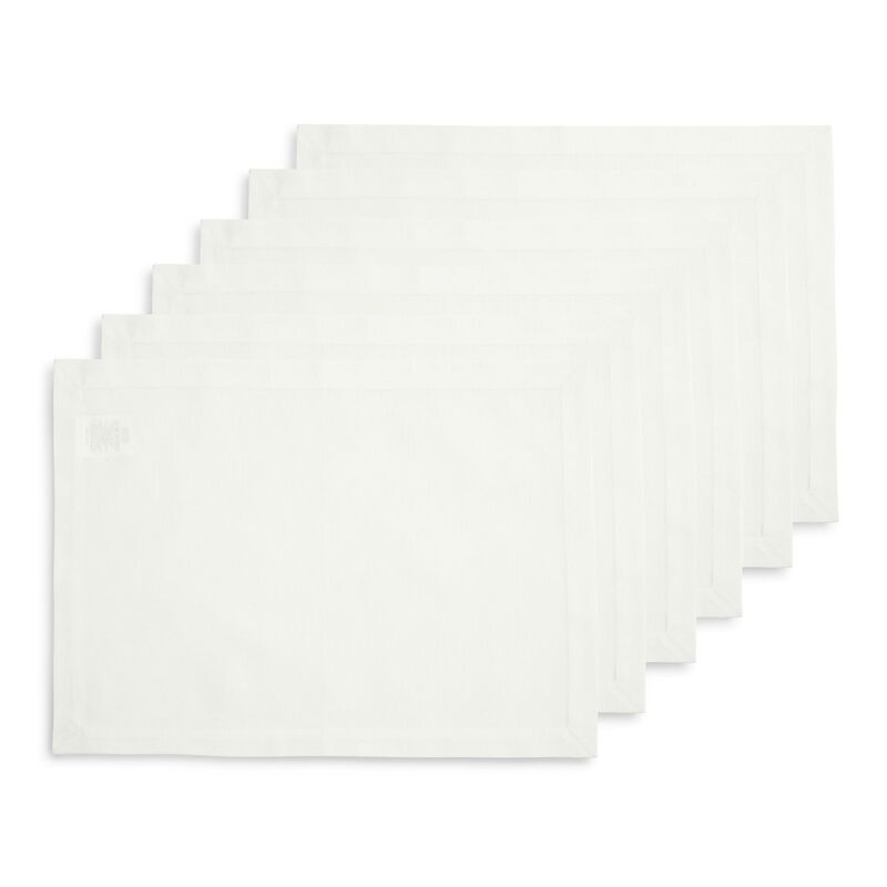 Solino Home Cotton Linen 14 x 19 Inch Placemats Set of 6 | Dru - Cotton Linen Plain