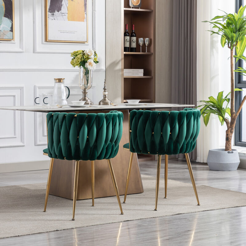 Dining Chair, Thickened Fabric Chairs With Wood Legs, Set Of 2