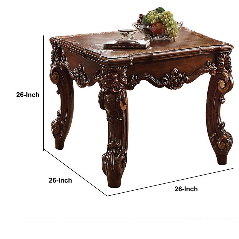 Wooden End Table in Cherry Brown-Benzara