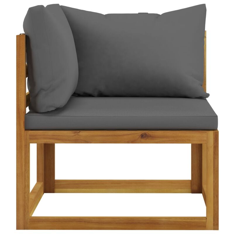 vidaXL 2-Seater Patio Bench with Dark Gray Cushions - Durable Solid Acacia Wood Outdoor Bench - Adaptable Modular Seating - Weather Resistant & Comfortable.