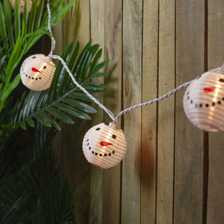 10-Count White Snowman Paper Lantern Christmas Lights  8.5ft White Wire