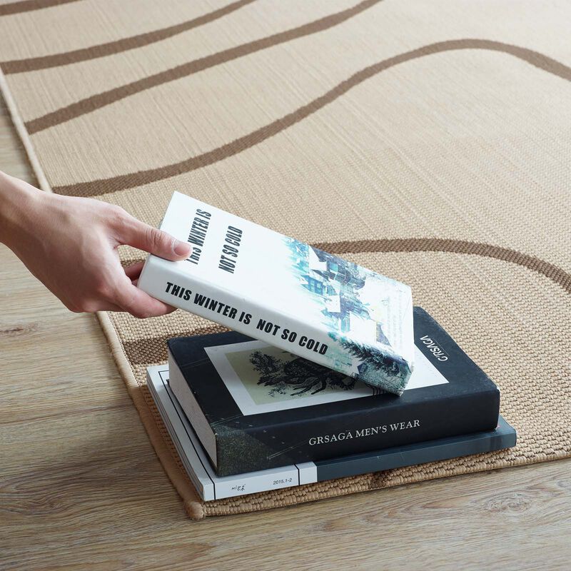 Surge Swirl Abstract 5x8 Indoor and Outdoor Area Rug - Light and Dark Beige