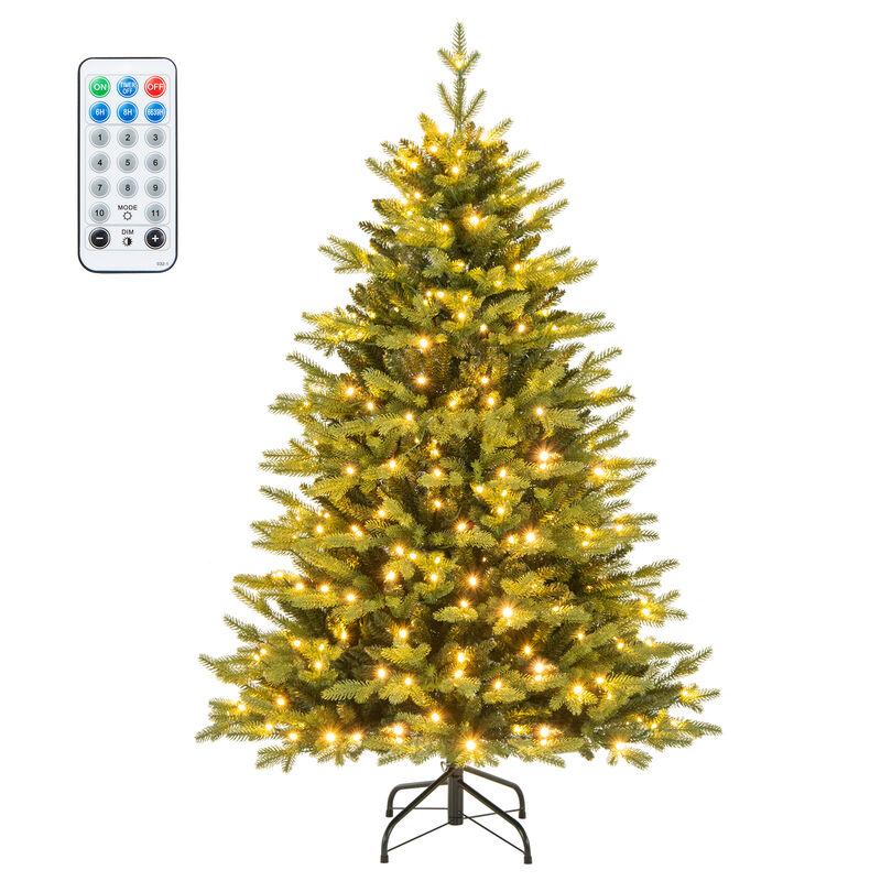 Artificial Xmas Tree Hinged with 11 Lighting Modes and Remote Control for Customizable Holiday Lighting