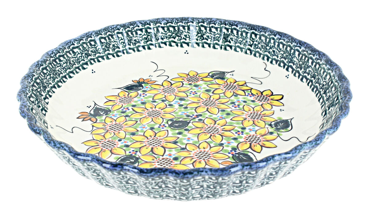 Blue Rose Polish Pottery Summer Picnic Pie Plate