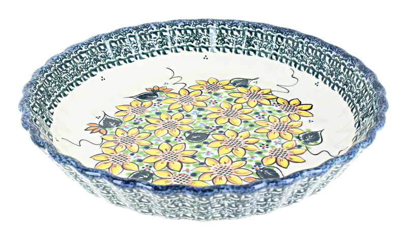 Blue Rose Polish Pottery Summer Picnic Pie Plate