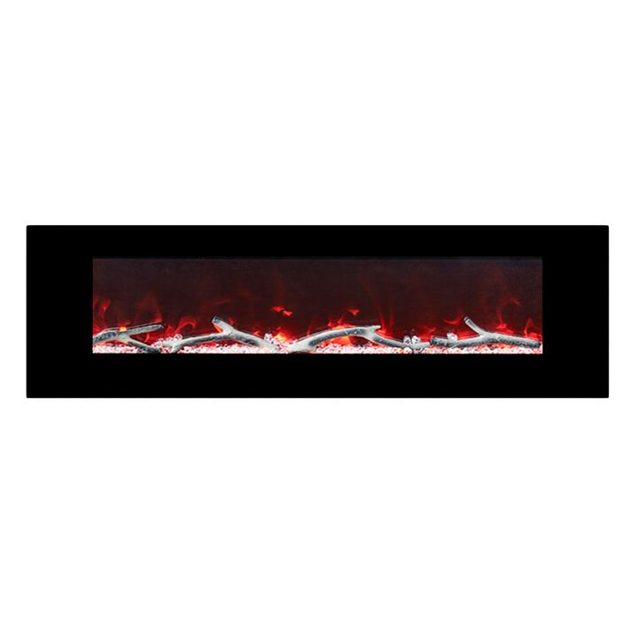 60 Inch 1500W Wall-Mount Fireplace with Multicolor Flame