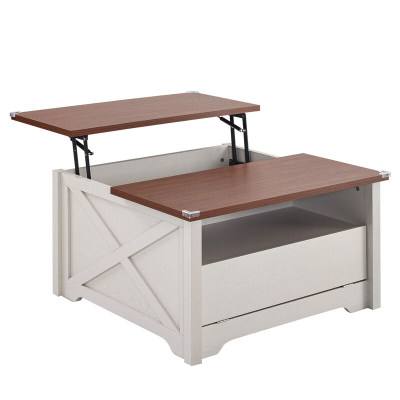 Lift-Top Coffee Table with Hidden Compartment and Storage Shelf Ergonomic Dining and Living Room Table