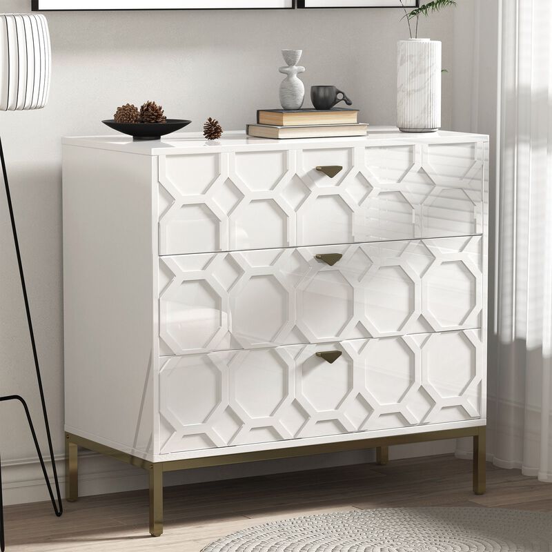 32.28 in. H Freestanding Storage Cabinet Black 3 Drawer Accent Cabinet