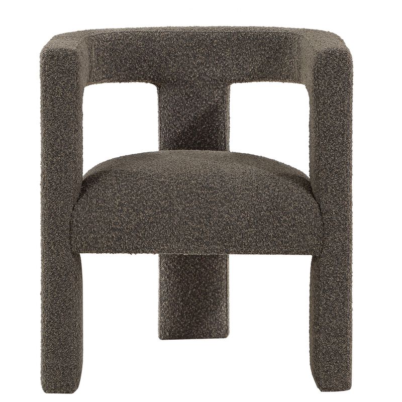 Hellen Accent Side Chair, Fully Upholstered Chocolate Brown Boucle Fabric - Benzara