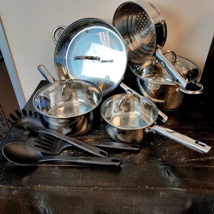 Gibson Home Abruzzo Stainless Steel 12 Piece Cookware Set