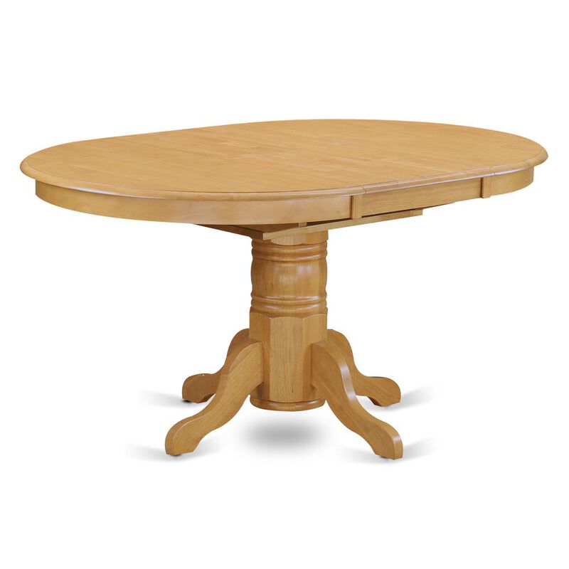 East West Furniture AVVA7-OAK-C 7 Pc Dining set-Dining Table with Leaf and 6 Dinette Chairs.