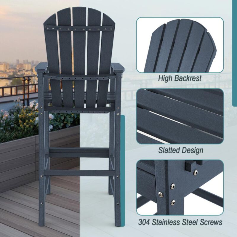 Hivvago 30 Inches Counter Height Outdoor HDPE Bar Stool with Armrests and Footrest