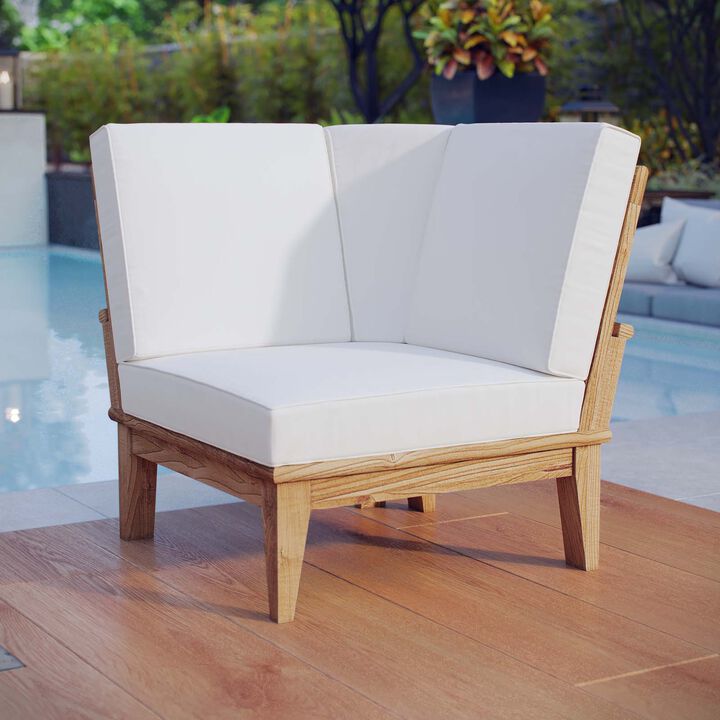Modway - Marina Outdoor Patio Teak Corner Sofa Natural White