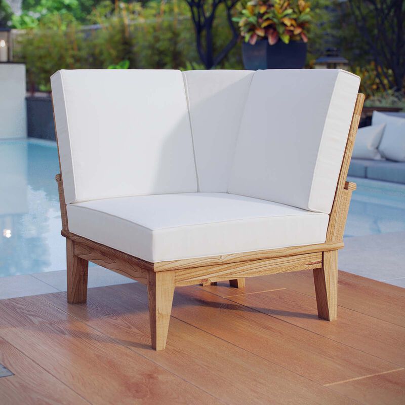 Modway - Marina Outdoor Patio Teak Corner Sofa Natural White