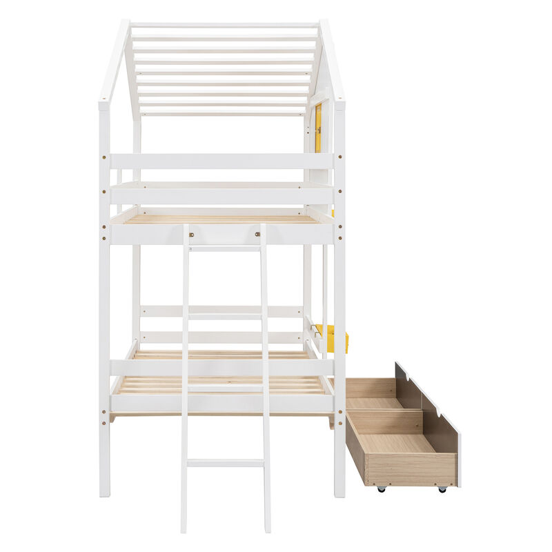 Merax Wood Bunk Bed with Storage Drawers