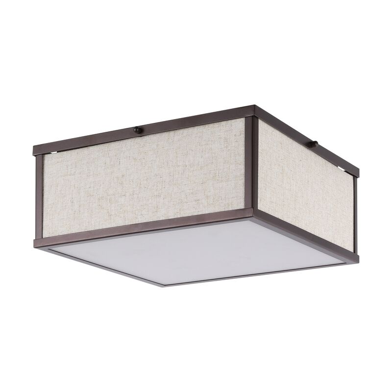 Grant 2-Light Minimalist Industrial Square Linen Iron LED Flush Mount