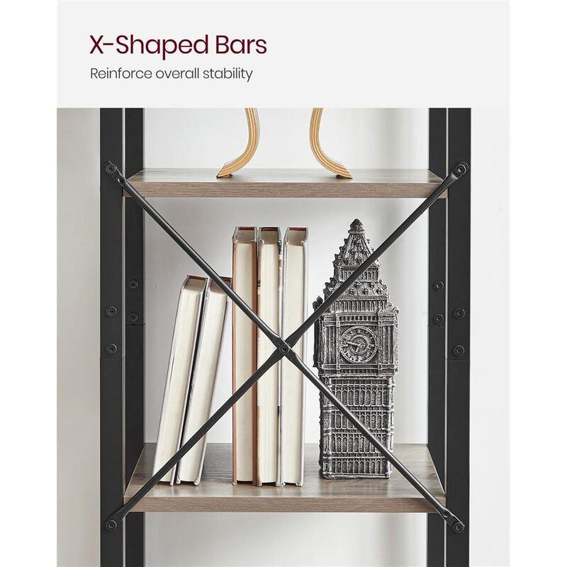 Space-Saving 5-Shelf Bookshelf Ideal for Study Storage