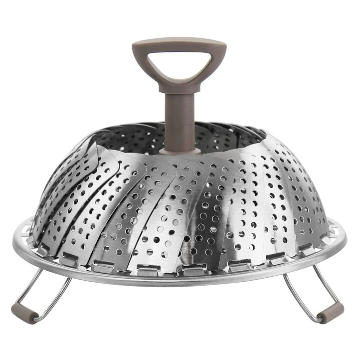 Martha Stewart Stainless Steel Folding Steamer Insert with Handle in Taupe