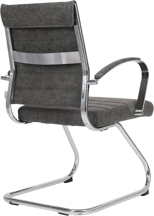 LeisureMod Benmar Home Leather Guest Office Chair in Black