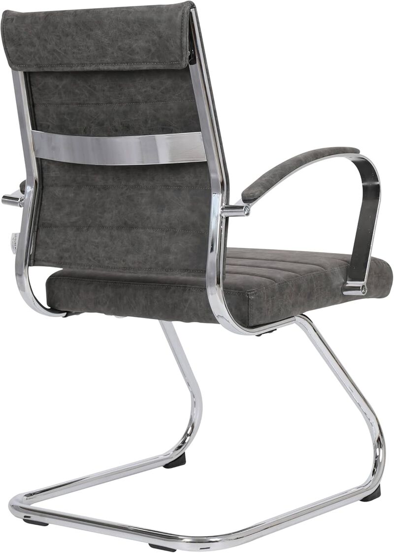 LeisureMod Benmar Home Leather Guest Office Chair in Black