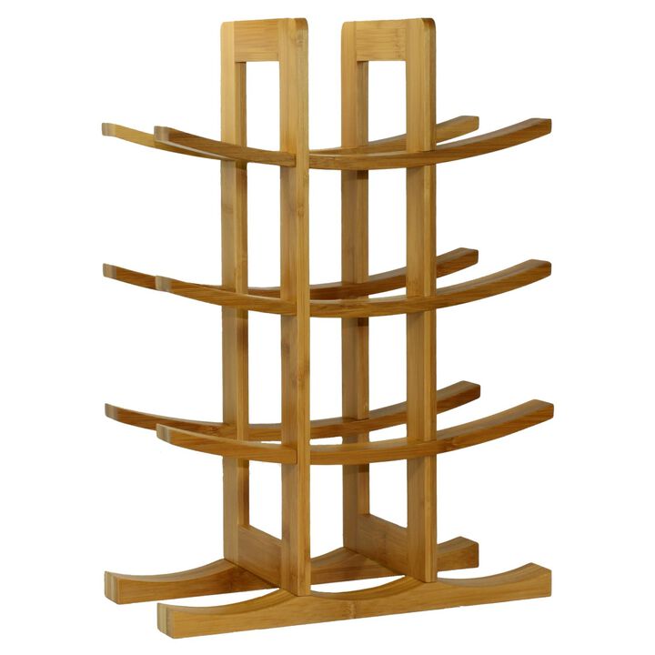 Hivvago 12 Bottle Wine Rack Modern Asian Style in Natural Bamboo