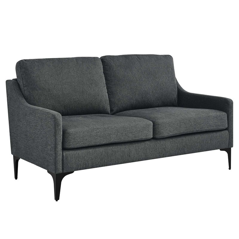 Corland Upholstered Fabric Loveseat Gray